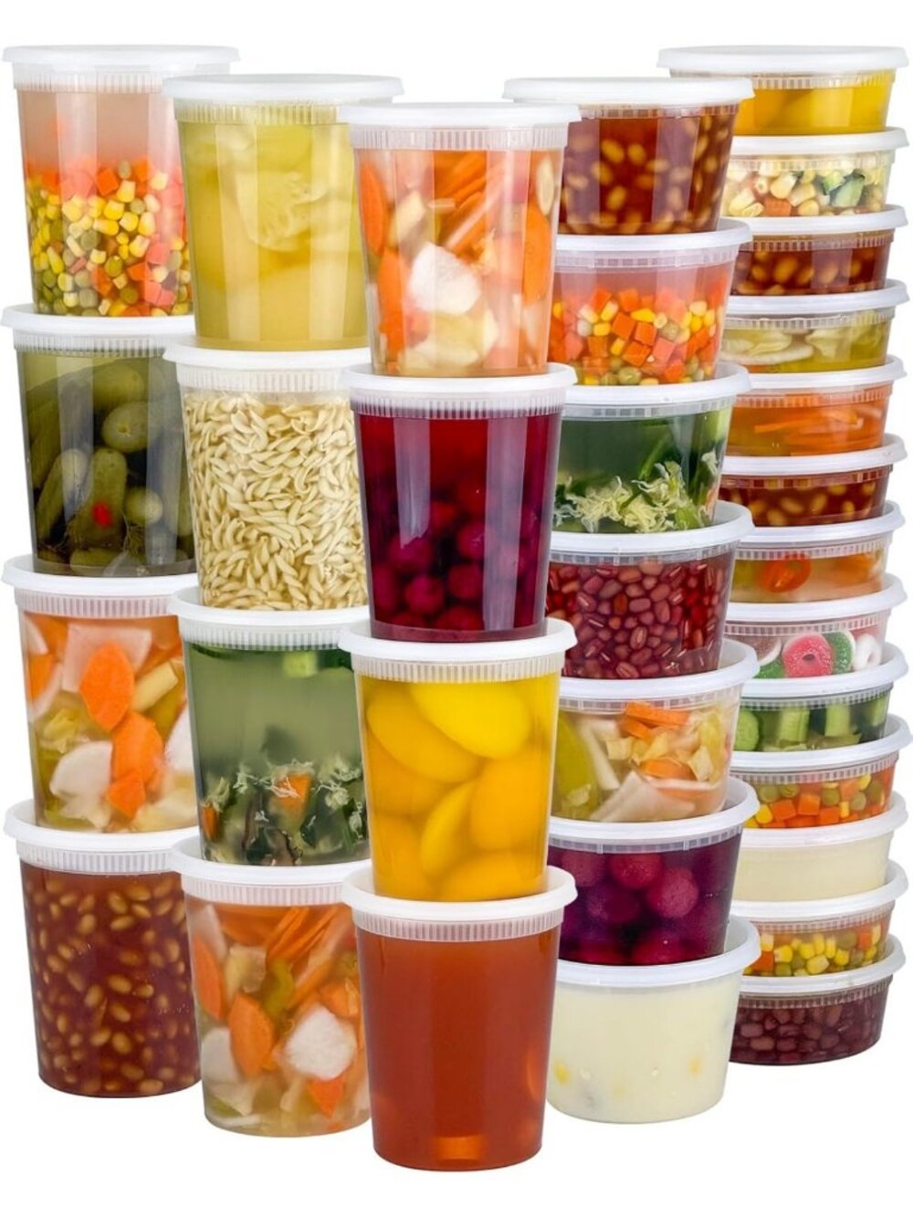 120-Piece Deli Container Set with Lids - 60 Sets of 32/16/8 oz Food Storage